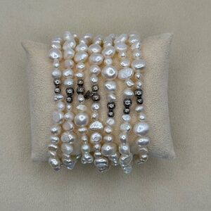 Silpada “Goddess” 7-Strand Freshwater Pearl Stretch Bracelets Sterling Silver